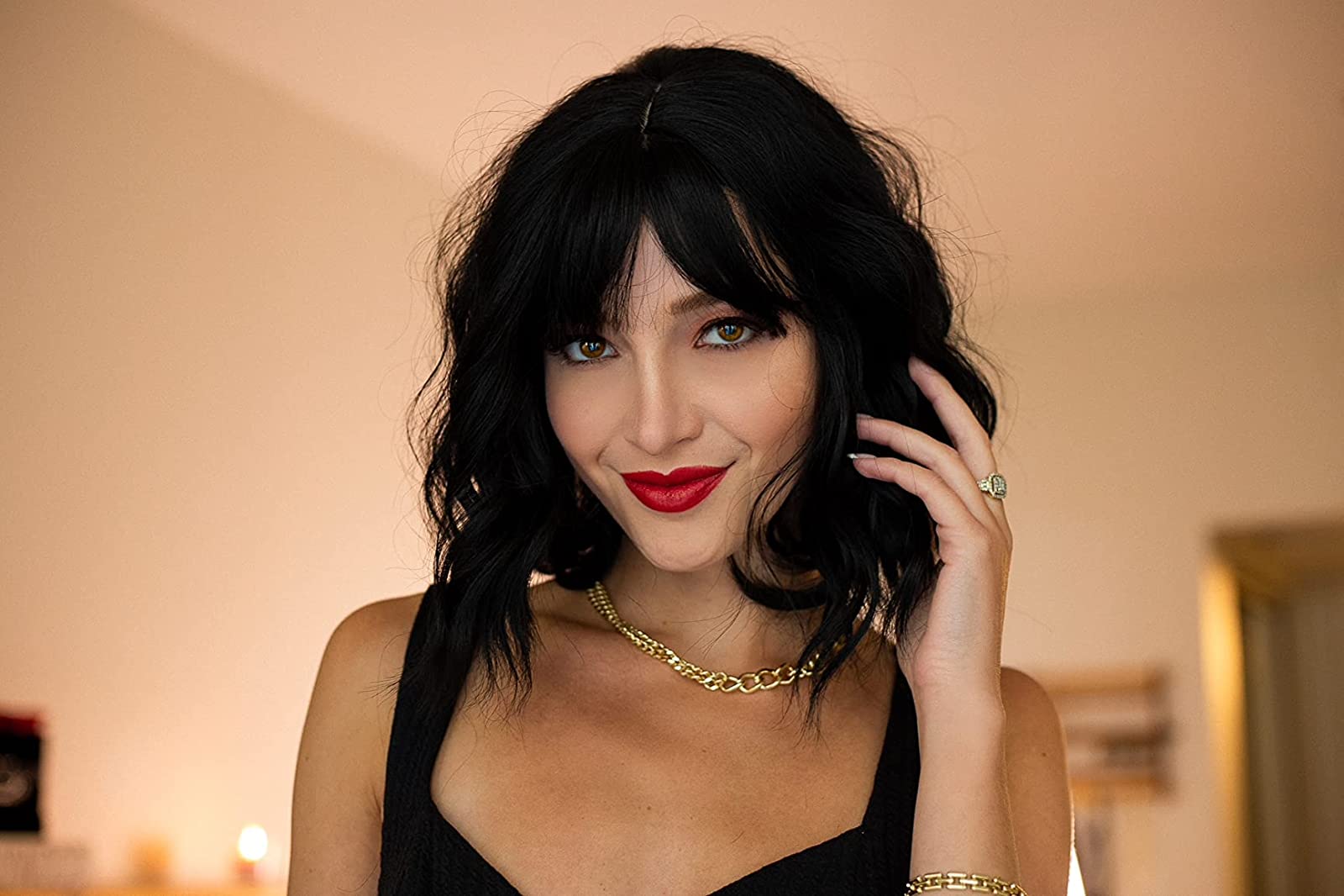 Bob Courte Ondulée Capless 100% Cheveux Naturels Remy