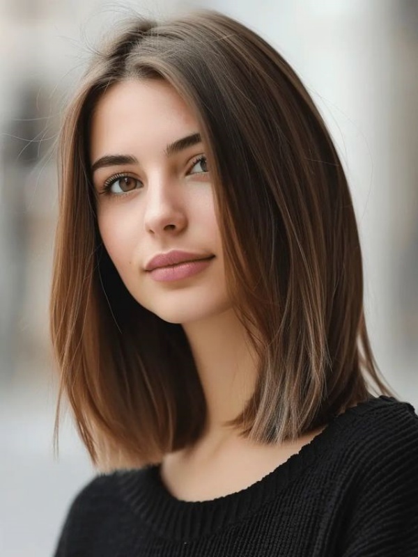 Perruques De Cheveux Humains 100 % Bruns Raides De 12 Pouces Sans Frange