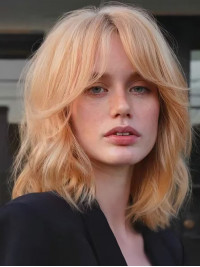 Perruque Droite Ombrée/bicolore De 12 Pouces Avec Frange Cheveux Humains