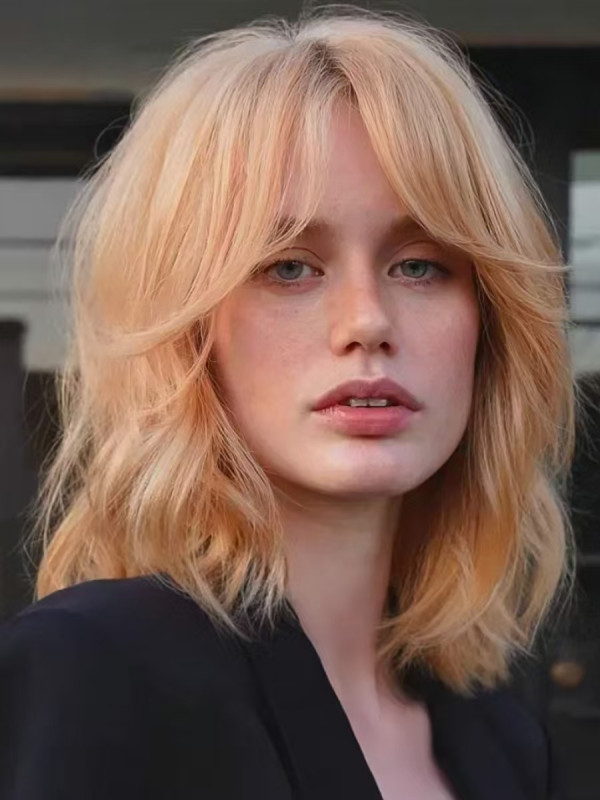 Perruque Droite Ombrée/bicolore De 12 Pouces Avec Frange Cheveux Humains