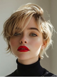 Perruques Courtes 6" Monofilament Raides Blonde 100% Cheveux Humains
