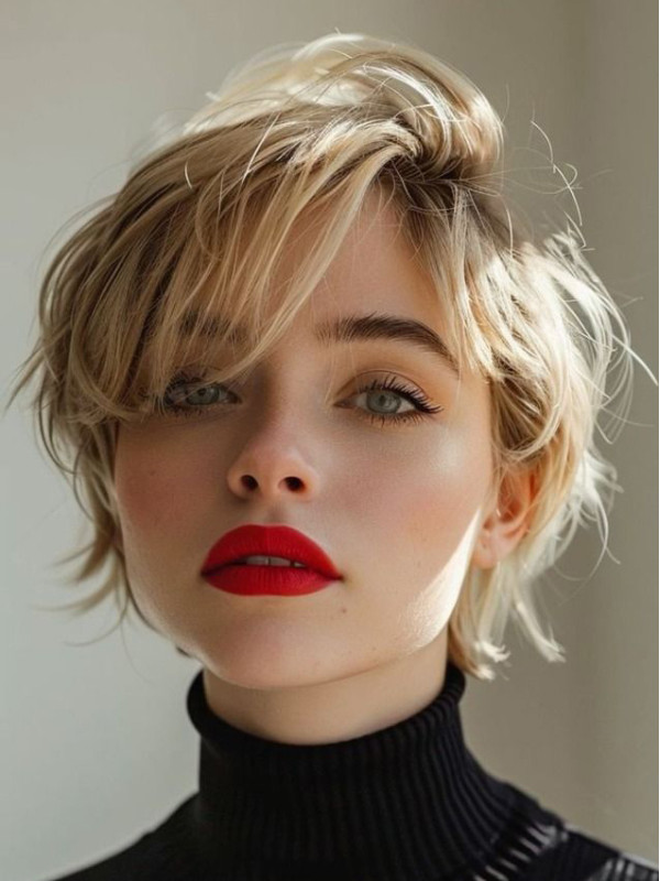 Perruques Courtes 6" Monofilament Raides Blonde 100% Cheveux Humains