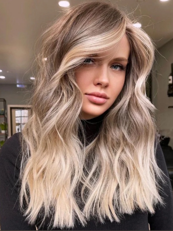 Perruques Longues De 18 Pouces Avec Reflets Blonds En Dentelle Frontale 100 % Cheveux Humains