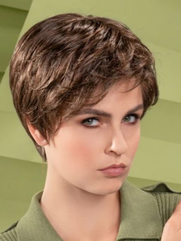 Perruques Courtes En Cheveux Humains Lisses Et Chics De 6" Sans Bonnet