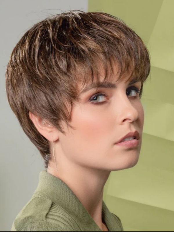 Perruques Courtes En Cheveux Humains Lisses Et Chics De 6" Sans Bonnet