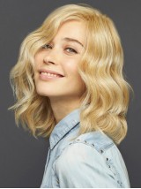 Perruque Capless Synthétique Blonde Ondulée Longueur d'Épaule