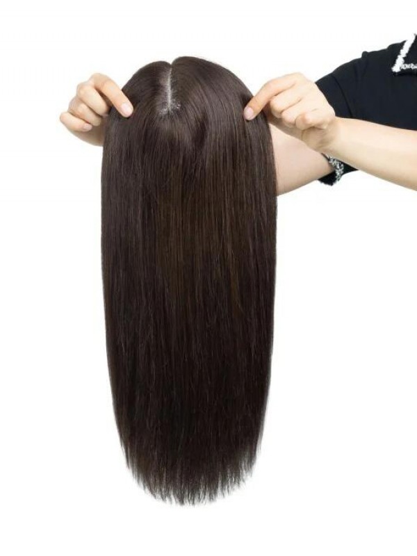 5.5"* 5.5" Mono Top Remy Hair Topper Sans Bangs Lace Front