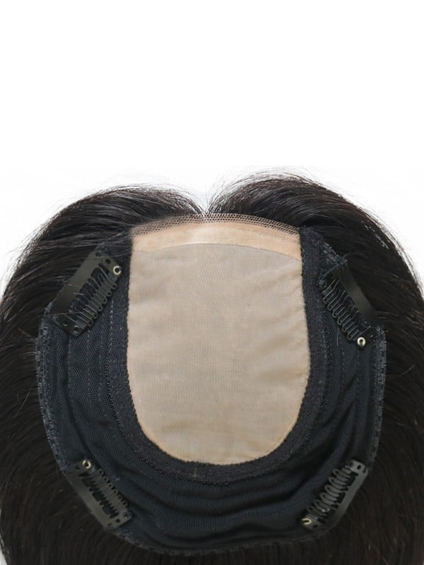 6"* 6" Topper De Cheveux Humains Remy En Soie Avec Frange