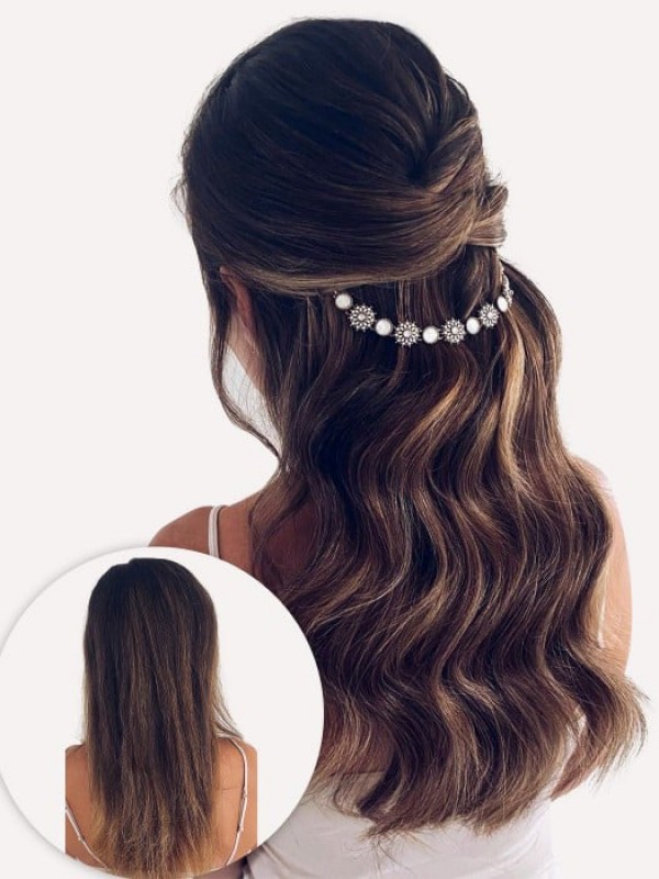 16" 140G 7 Pièces Clip Classique Dans Les Extensions De Cheveux Humains Remy