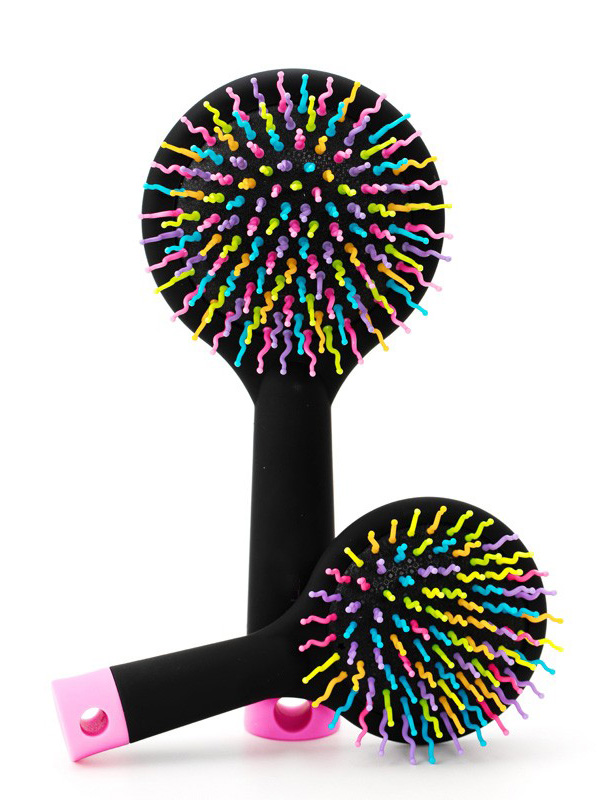 67/5000Peigne De Beauté Droit Ondulé Avec Brosse Noire Arc-En-Ciel Perm Avec Miroir