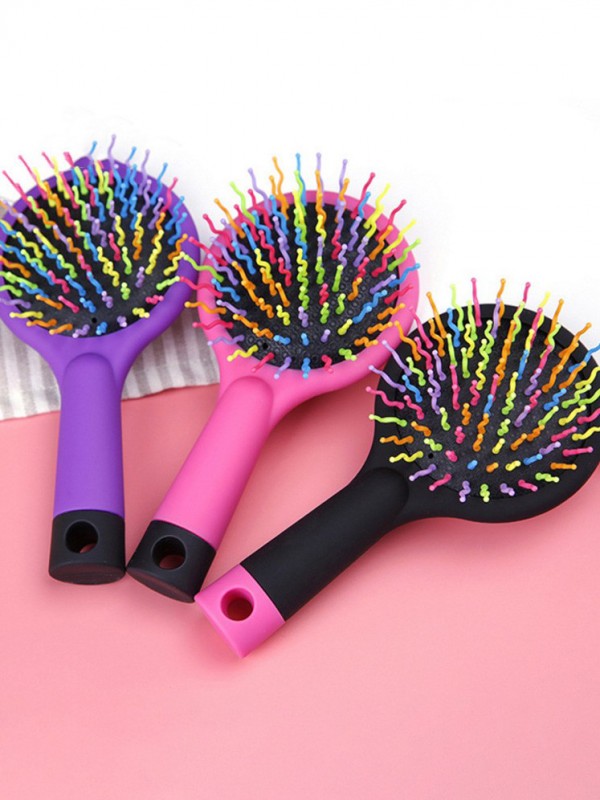 59/5000Rainbow Brush Perm Peigne De Beauté Droit Ondulé Avec Miroir