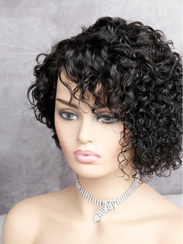 Cheveux Naturels Remy Dentelle Devant Perruques Pixie Cut 130% Densité Femmes'S Courte Lace Perruques