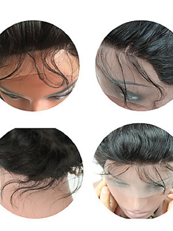 14 Inch 130 Densité 13 6 Dentelle Devant Perruques Virgin Brazilian Natural Wave Cheveux Naturels Remy Perruques Avec Une Frange