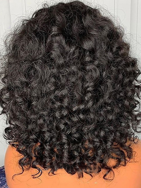 Cheveux Naturels Remy 100% Hand Tied Perruques Neat Bang Avec Une Frange Style Brazilian Hair Bouclée Perruquess
