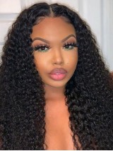 Free Part Kinky Bouclée 150% Densité Avec Des Cheveux De Bébé Lace Natural Hairline With Clip Curling Femmes'S Longue Cheveux Naturels Remy Lace Perruques