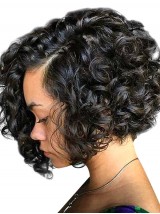 100% Virgin Cheveux Naturels Remy Dentelle Devant Perruques Brazilian Hair Bouclée Perruques Bob 130%