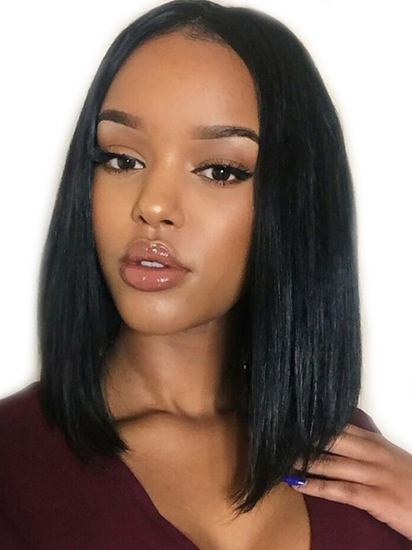 Unprocessed Cheveux Naturels Remy Glueless Dentelle Devant Dentelle Devant Perruques Bob Middle Part