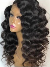 Style De Partie Libre Brazilian Hair Ondulée Noir Perruques 150% Densité Avec Des Cheveux De Bébé