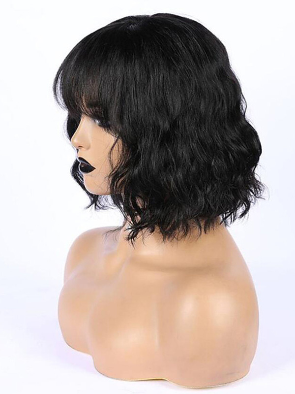 Style De Partie Libre Brazilian Hair Ondulée Noir Perruques 130% Densité Avec Des Cheveux De Bébé Natural Hairline For Noir Femmes