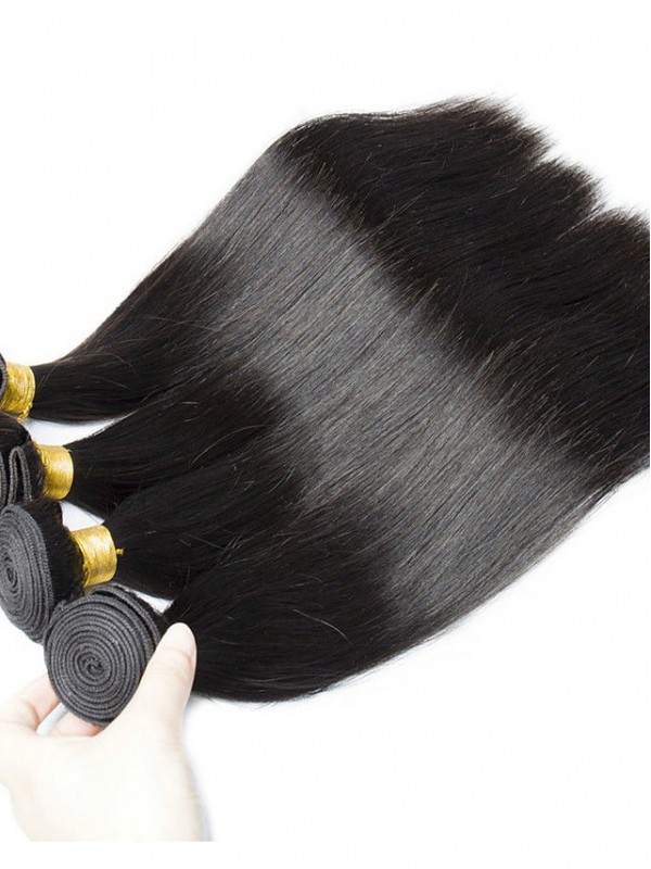 3 Paquets De Cheveux Tisse Les Cheveux Brésiliens Raides Extensions De Cheveux Humains Remy Cheveux Humains 100% Remy Cheveux Armure Paquets 300G