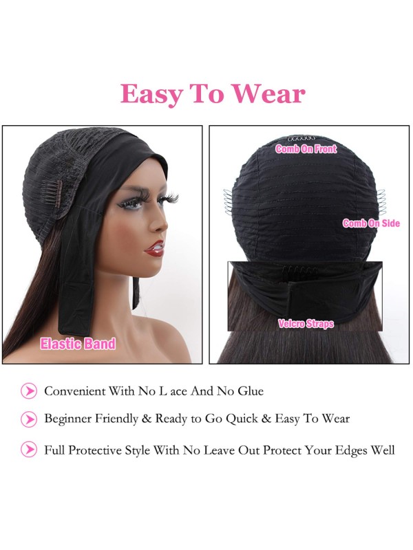 Bandeau Attaché Demi-Perruques De Cheveux Brésiliens Pour Les Femmes Noires Couleur Naturelle Fabriquée À La Machine