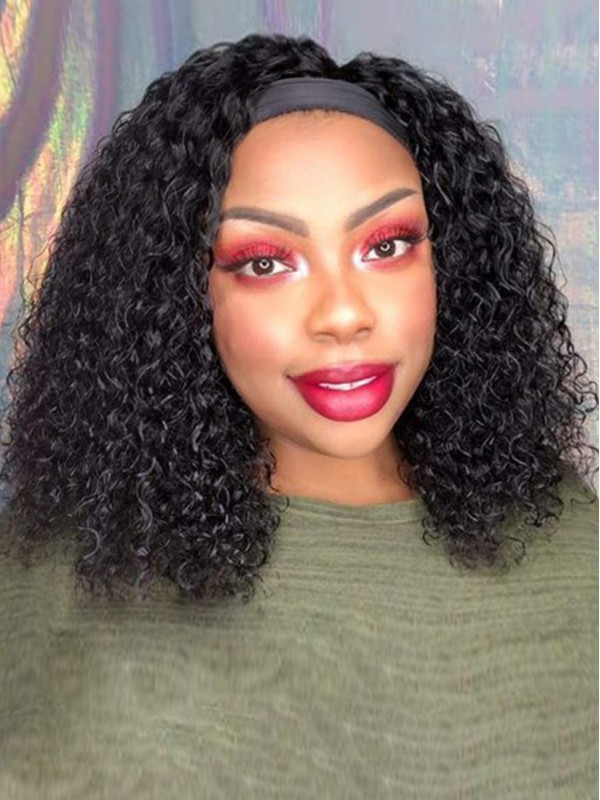 Aucun Lace Front Wigs Brésiliens Deep Curly Demi-Perruques Pour Les Femmes Noires