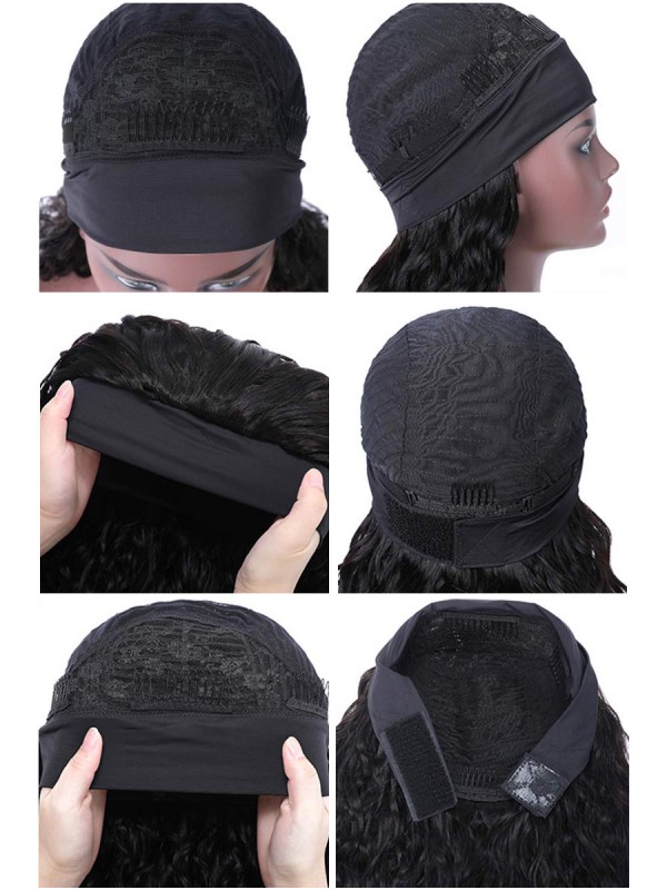 Headband Wig Deep Wave 18 Pouces Perruques De Cheveux Humains Aucun Perruques Avant De Lacet