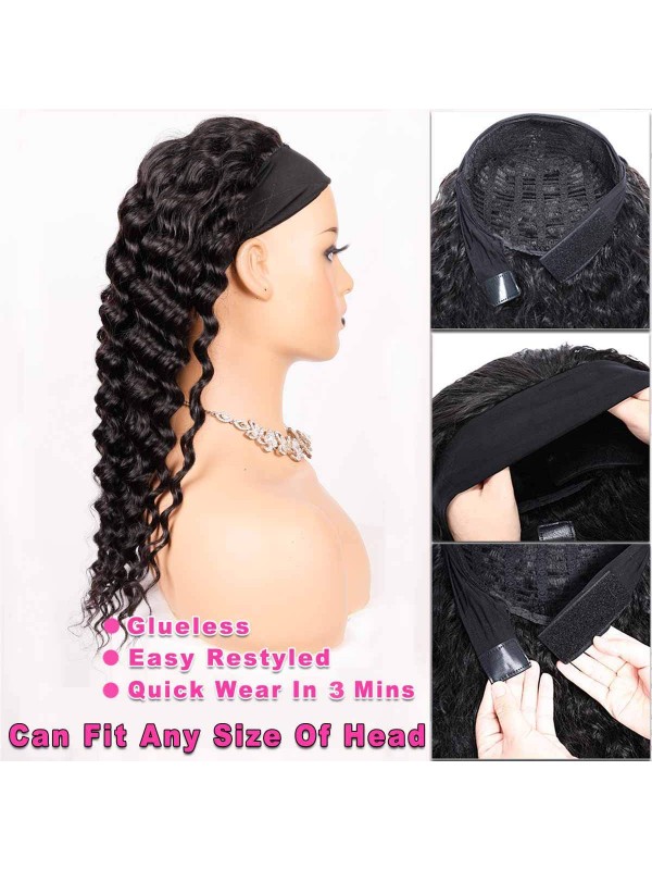 Headband Wig Cheveux Humains Deep Wave Headband Perruques Pour Les Femmes Noires