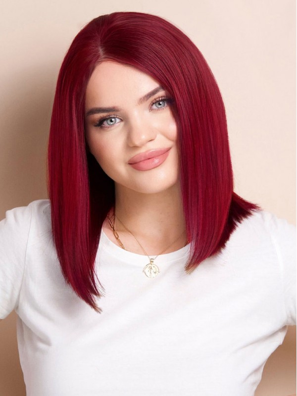 Meilleures Perruques De Cheveux Humains Rouge Cerise 12" Lace Front