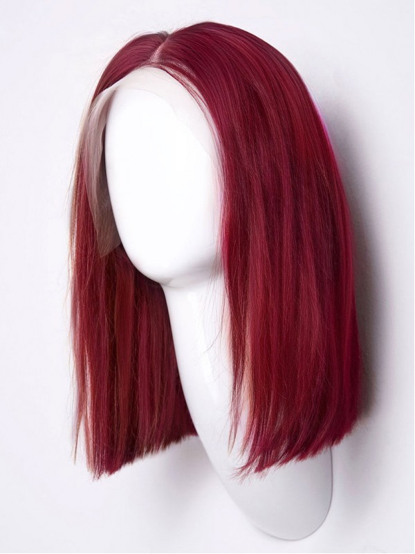 Meilleures Perruques De Cheveux Humains Rouge Cerise 12" Lace Front