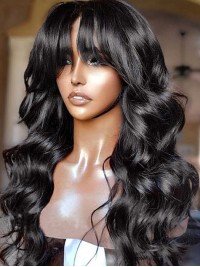Perruques De Cheveux Humains Afro-hair Longue Capless Avec Frange