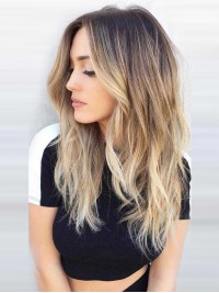 Perruques Longues 18" Layered Capless Ombre Remy Cheveux Humains