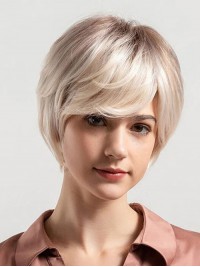 Perruques De Cheveux Humains Droites Avec Frange De 8"