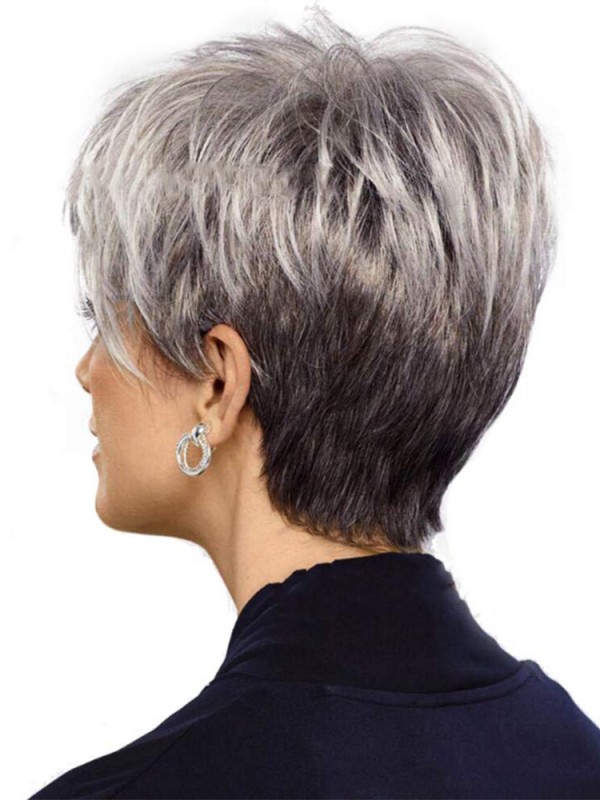 Perruque Capless Grise Elégante Coupe Lutin