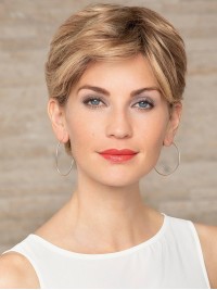 Perruque De Cheveux Humains Blonde Courte Et Légère Avec Dentelle Sur Le Devant