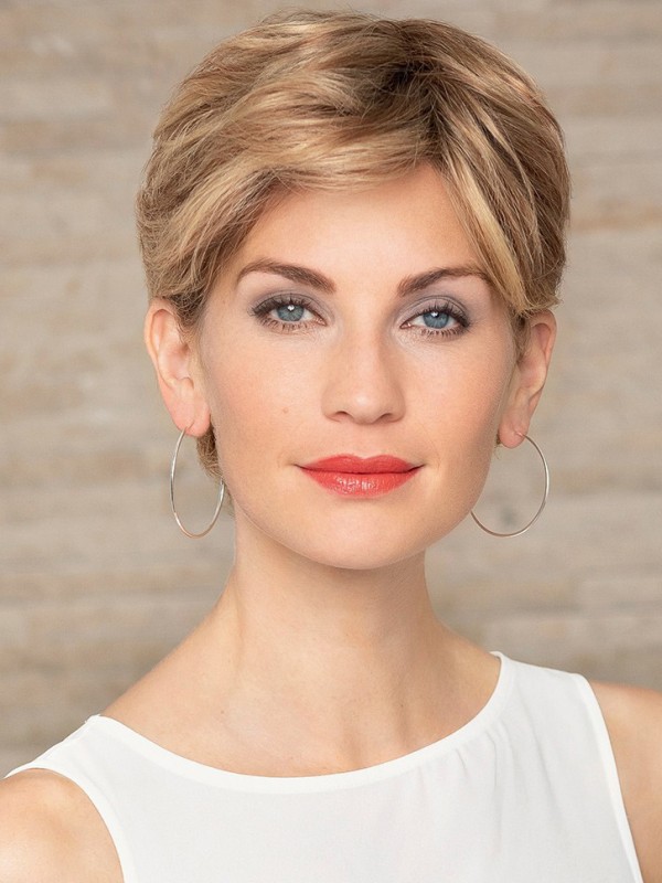 Perruque De Cheveux Humains Blonde Courte Et Légère Avec Dentelle Sur Le Devant
