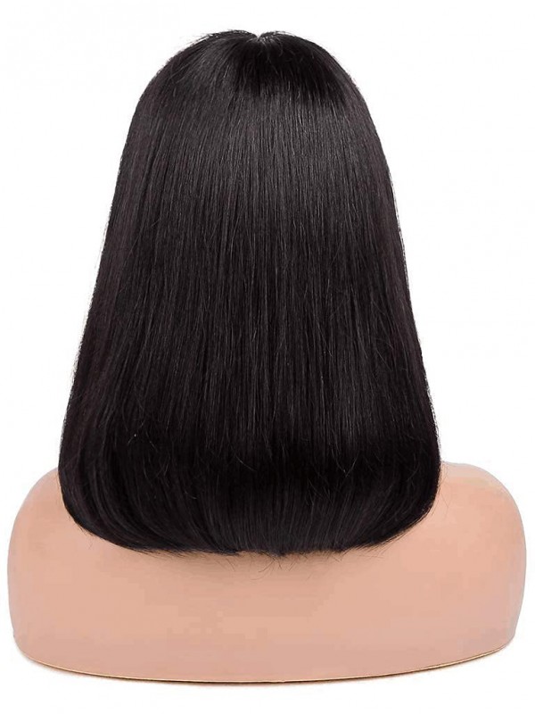 Bob Court De Couleur Naturelle Avec Des Perruques De Cheveux Humains De Frange Pour Les Femmes Noires