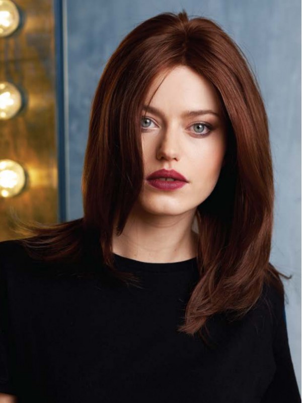 Perruques Réalistes De Cheveux Humains Remy Lisses En Couches De 14"