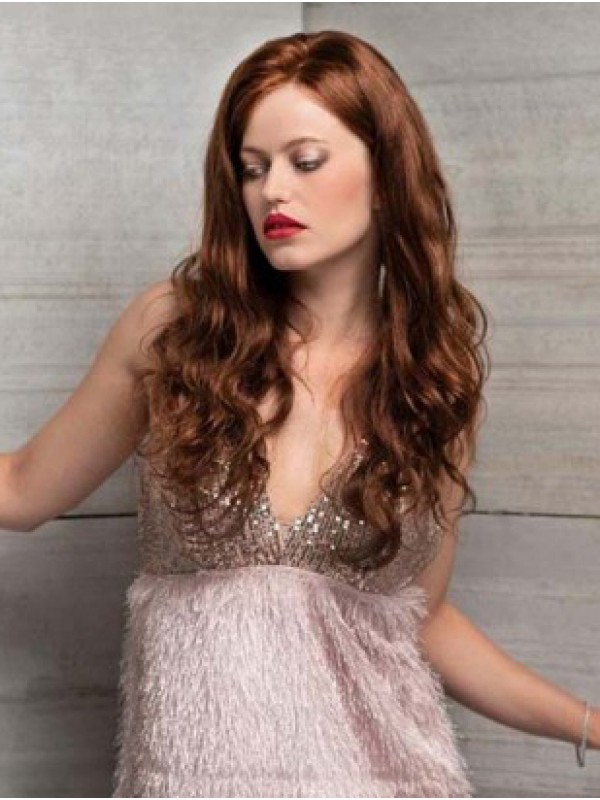 Élégant 18" Cheveux Humains Ondulés Capless Sans Frange