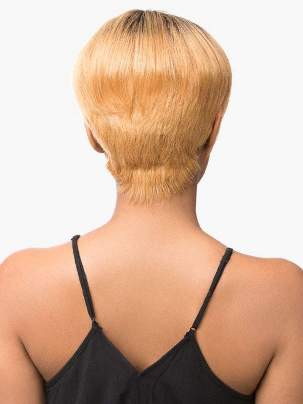 Perruques De Cheveux Humains Coupe Pixie Tout Droit Avec Frange