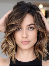 Perruques 100% Cheveux Humains Ondulés Ombrés De 12"