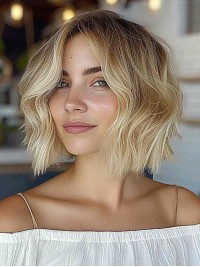 Perruques De Cheveux Humains Personnalisées Bobs Blonde 10" Dentelle Devant