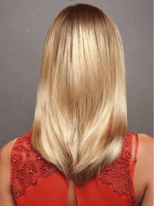 Perruques Longues Blondes 100 % Cheveux Humains Avec Frange Pour Femmes