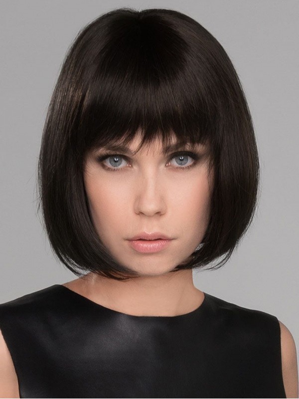 Charmantes Perruques De Cheveux Humains Sans Bonnet Bob 10"