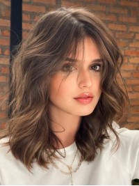 Perruques Ondulées Lâches Glamour En Cheveux Humains De 16"