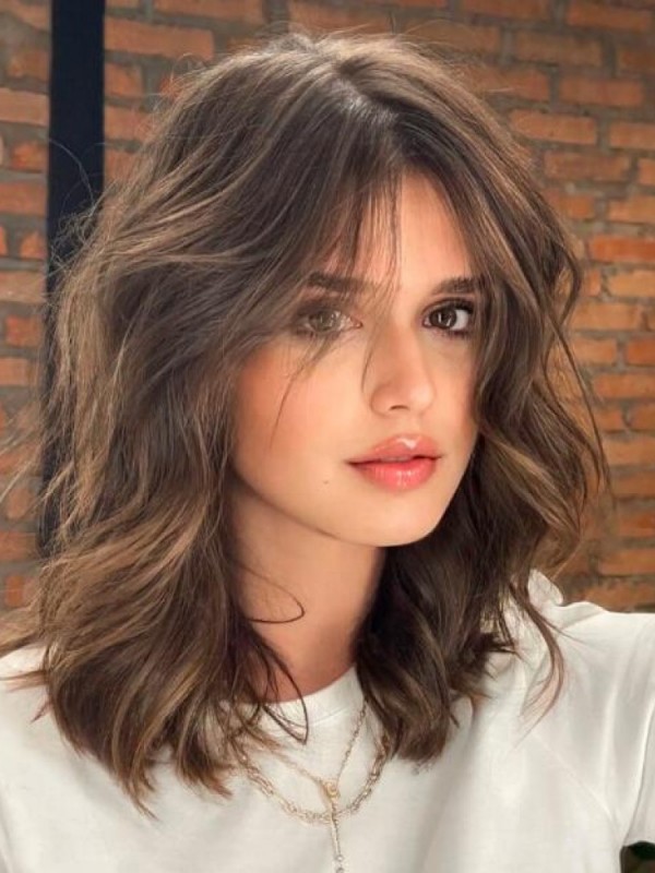 Perruques Ondulées Lâches Glamour En Cheveux Humains De 16"