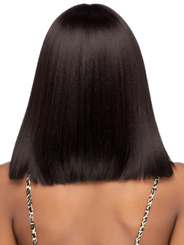 Perruques En Cheveux Humains Avec Frange Et Dentelle Frontale De 14"