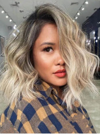 Perruques De Cheveux Humains En Dentelle Complète Blonde De 14" Sans Frange
