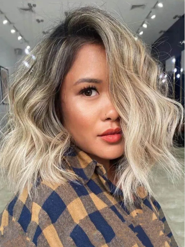 Perruques De Cheveux Humains En Dentelle Complète Blonde De 14" Sans Frange