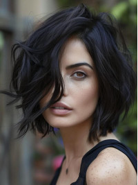 Perruques En Cheveux Naturels Perruques Noires Ondulées Sans Bonnet Dégradées 10"